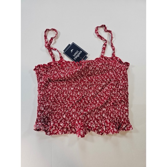Hollister Tops - Hollister Floral Tube Top Womens Small Red Smocked Crop Top NWT
